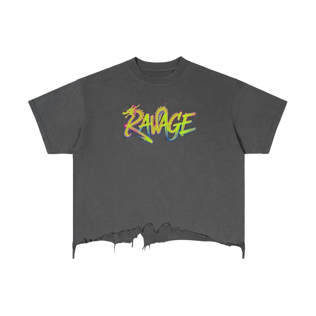 Vintage Wash Boxy Distressed Hem T-Shirt