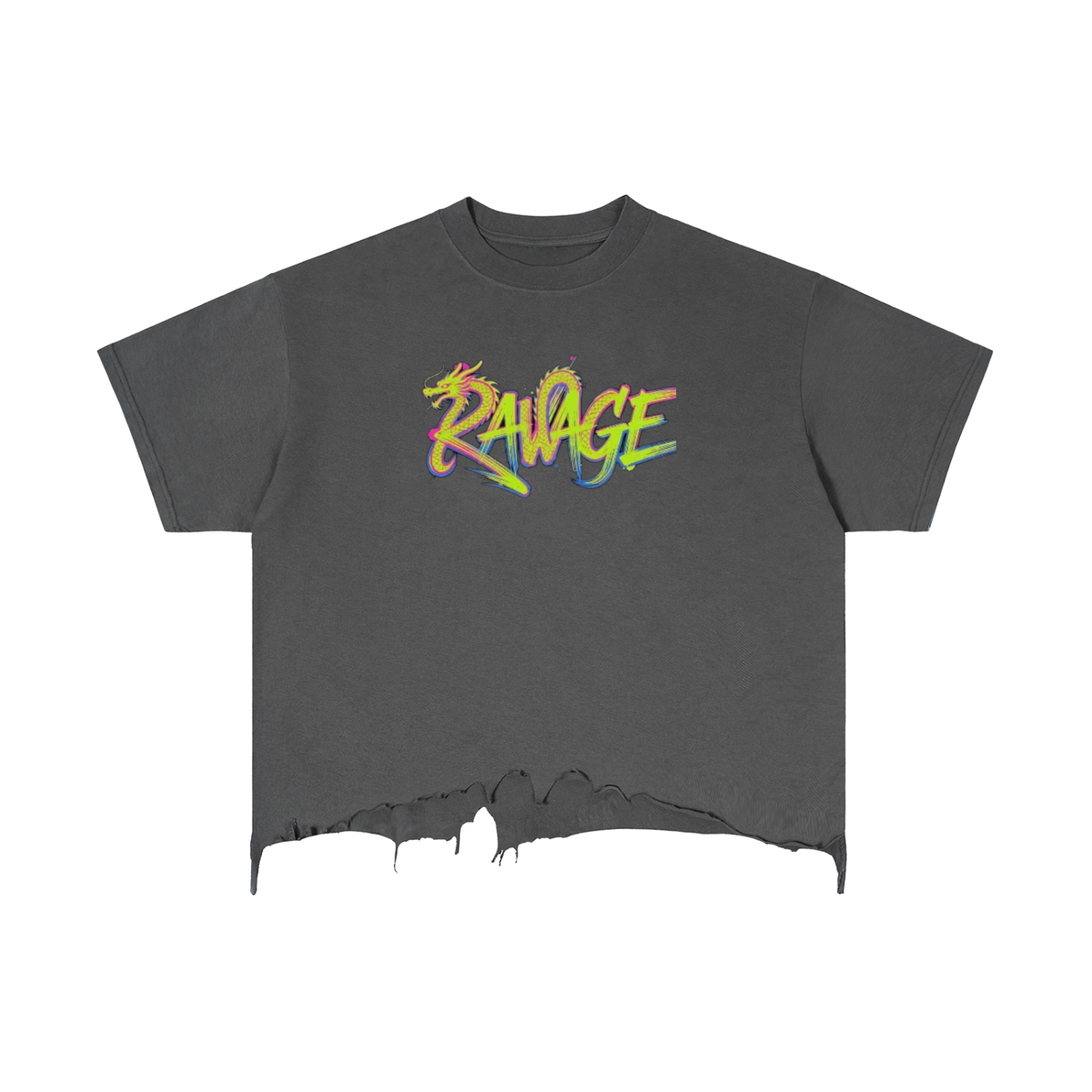 Vintage Wash Boxy Distressed Hem T-Shirt