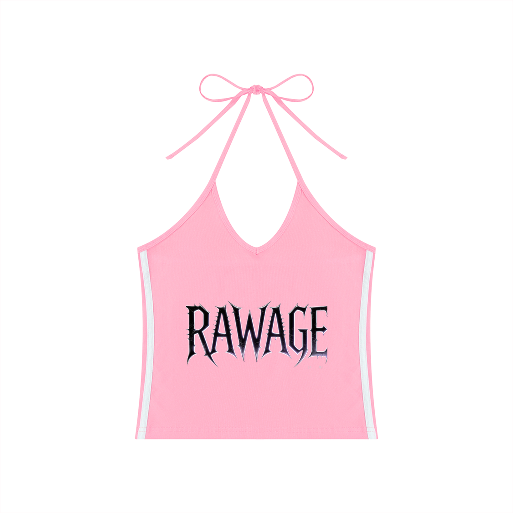 Women's Color Block Halter Crop Tank Top
