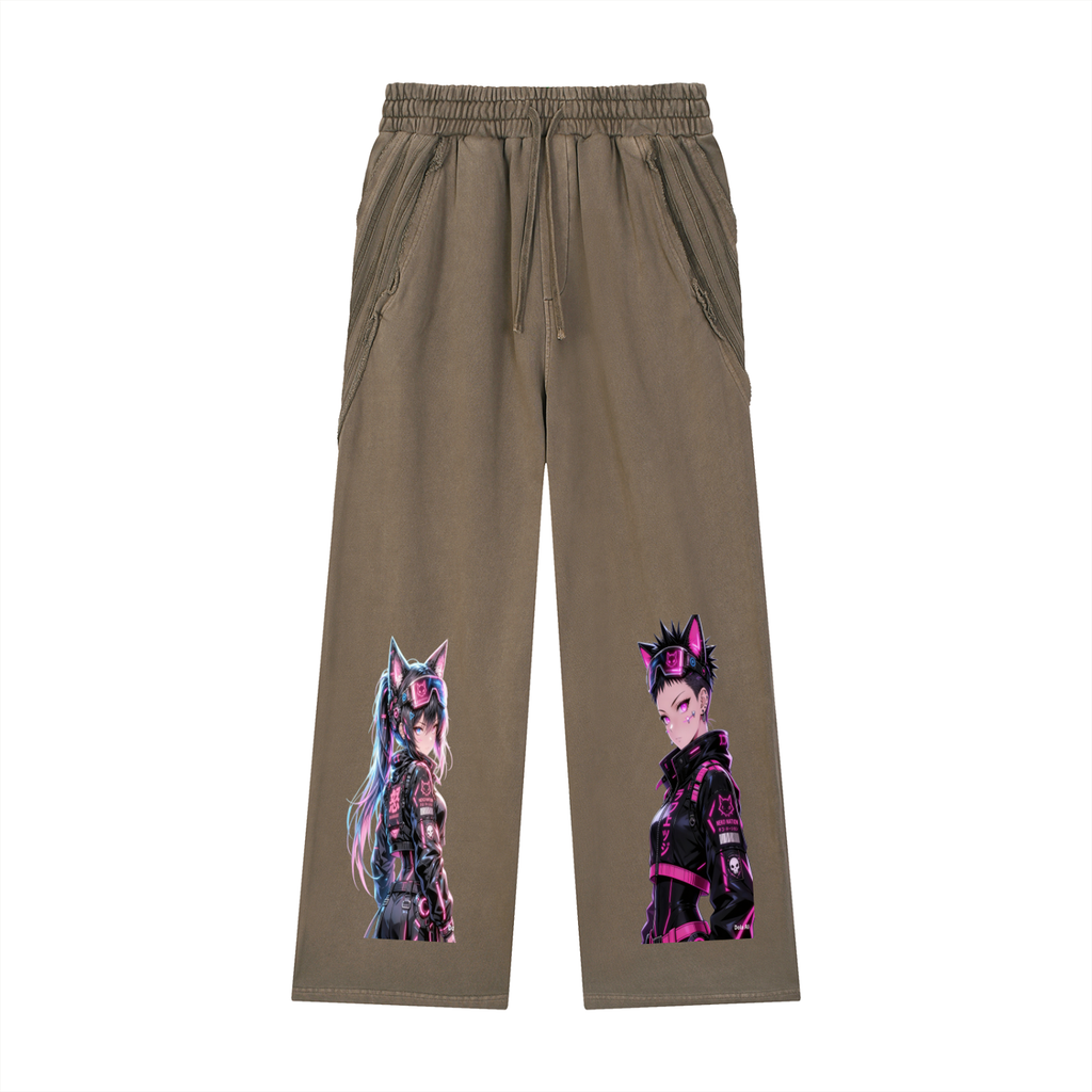 Snow Washed Tape Raw Edge Sweatpants