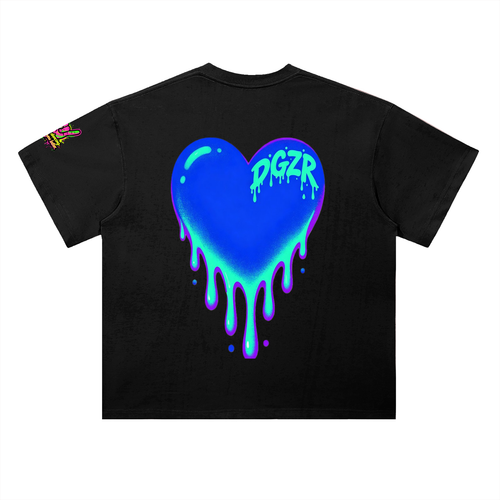 Blue hearted Heavyweight Drop Shoulder Cotton T-Shirt